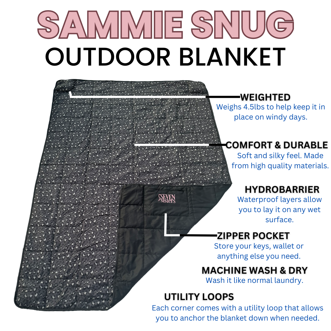 Introducing the Seven Sisters Sammie Snug Weighted Blanket - the perfect companion for outdoor activities like camping, picnics, and kids' sporting events. This waterproof and weighted blanket provides comfort and relaxation wherever you go. With its versatile design, it can also be used as a regular blanket for everyday use. Stay cozy and snug with the Seven Sisters Sammie Snug Weighted Blanket.